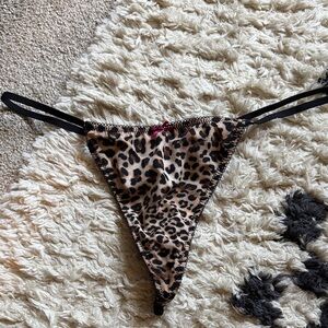 Sexy Leopard Print Thong with Black Straps